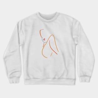 Nude female body, Minimalist line art, Abstract, Woman art, Aesthetic poster, Retro print, Sketch Crewneck Sweatshirt